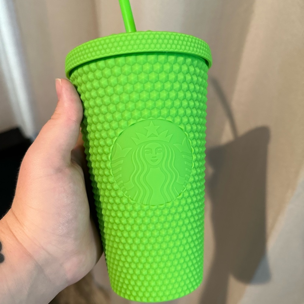 2021 neon green studded tumbler